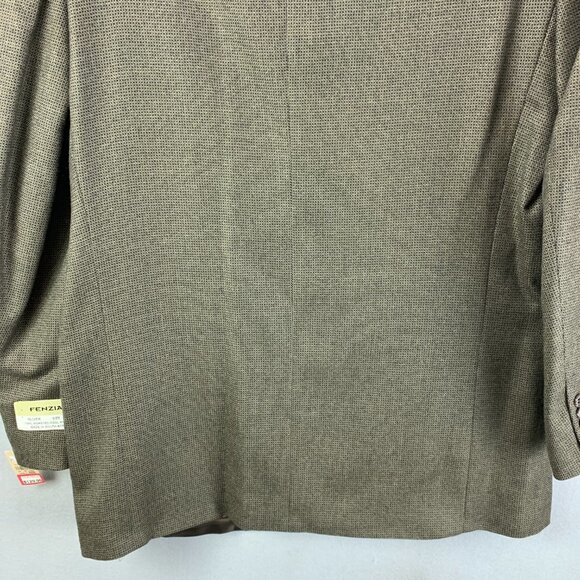 Fenzia Sport Coat Mens 44 Long Lambs Wool 3 Button Closure Blazer Checkered - Picture 7 of 16